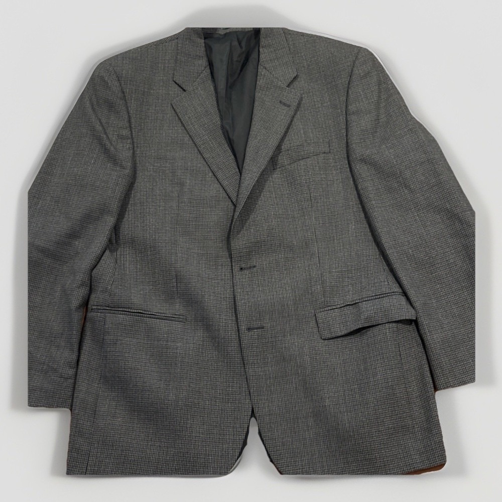Ralph Lauren Gray Wool Microcheck Single-Breasted Double-Vented Blazer
